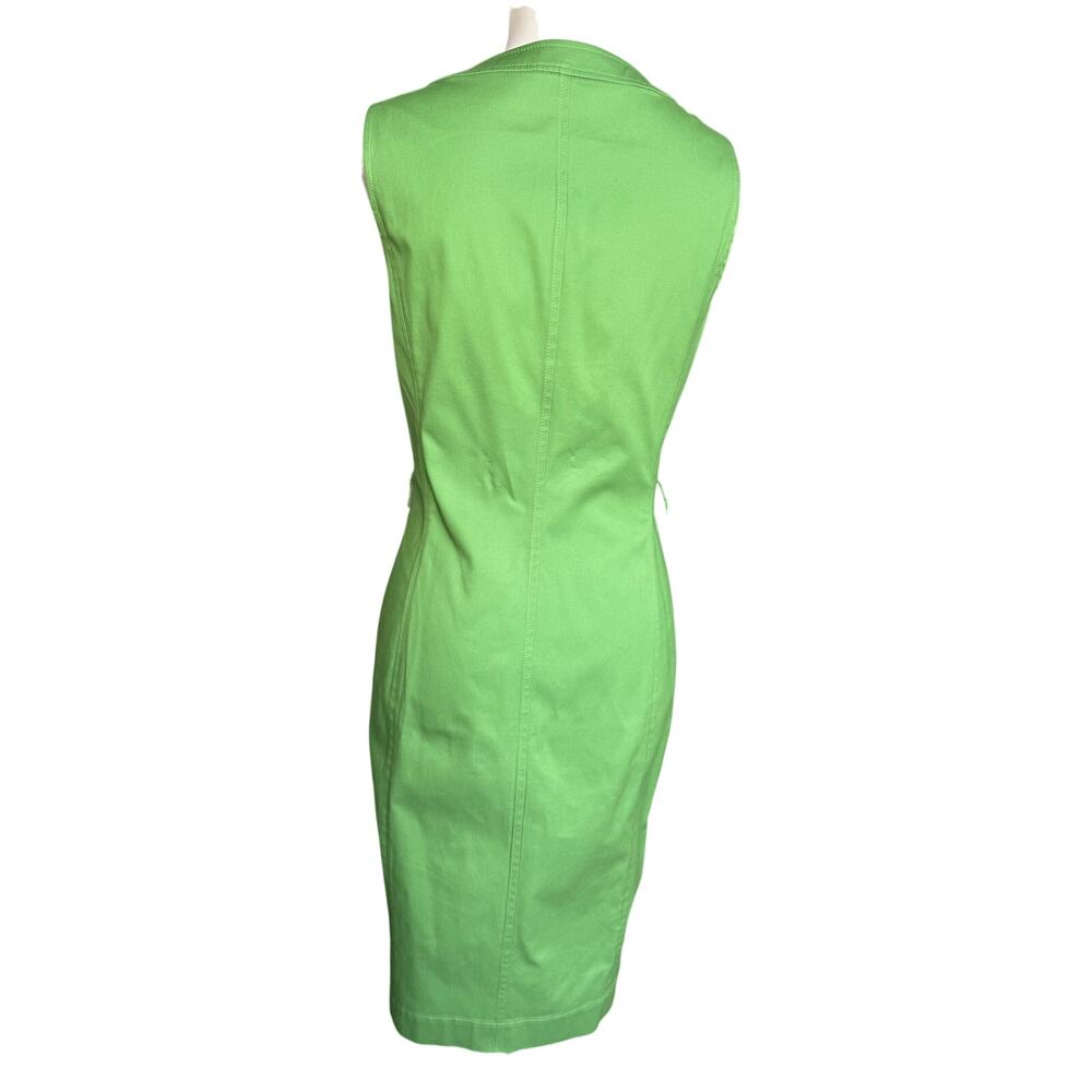 Talbots Lime Green Ruffle Button Front Sheath Dress Size 10 Cotton Stretch - Picture 2 of 7
